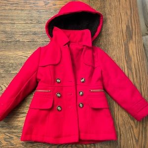 Girls red pea coat size 5/6